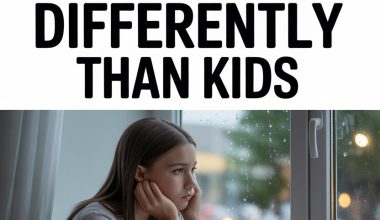 Teen emotional impact of divorce shown by thoughtful girl near rainy window.