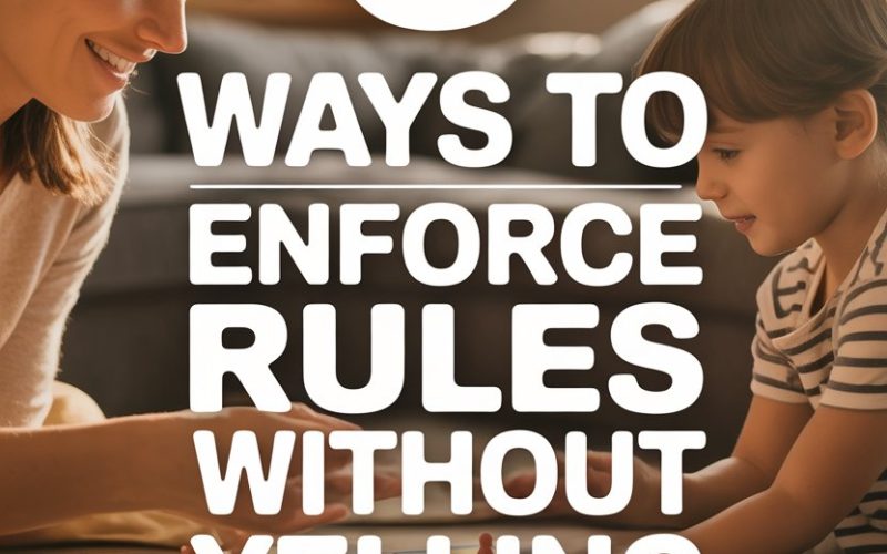 Calmly teaching kids rules through bonding and patience in a cozy, family-filled environment.