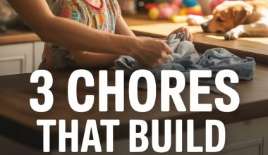 Mother and daughter doing laundry together in a cozy, organized kitchen to build confidence.