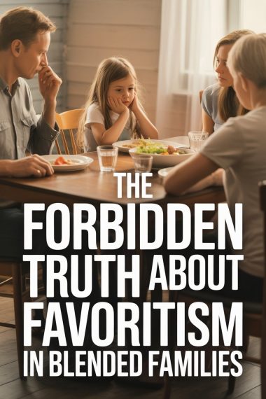 Family discussing favoritism and blending family dynamics at dinner table.