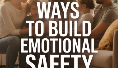 Family building emotional safety at home with loving interactions and cozy, modern decor.