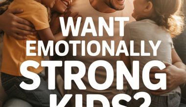 Happy family helping children develop emotional strength and resilience with love and bonding.
