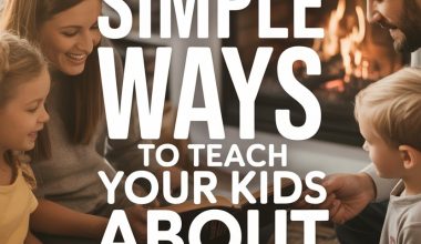 Family bonding and teaching kids about Jesus in a cozy, inviting living room.