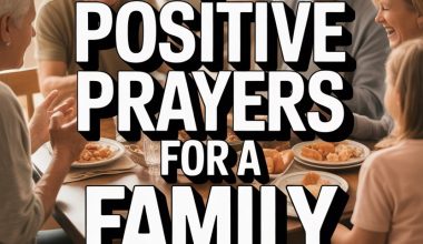 Family gathering enjoying meal and praying together in a warm, cozy, faith-filled home ambiance.