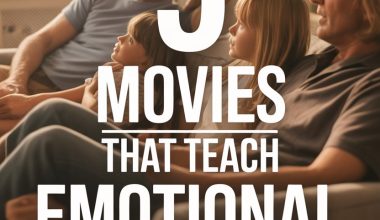 Family watching movies together that promote emotional intelligence and bonding.
