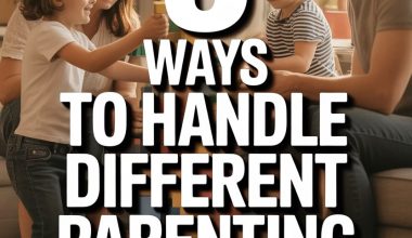 Family playing together, handling different parenting styles with love and cooperation.