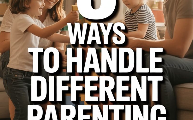 Family playing together, handling different parenting styles with love and cooperation.
