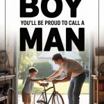 Father and son enjoy garage bonding with bicycle and joyful moment.