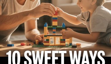 Father and son building colorful Lego structure together for bonding and quality family time.