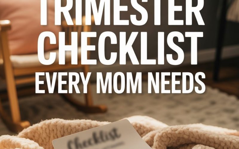 Pregnancy first trimester checklist on cozy, inviting nursery scene for new moms.
