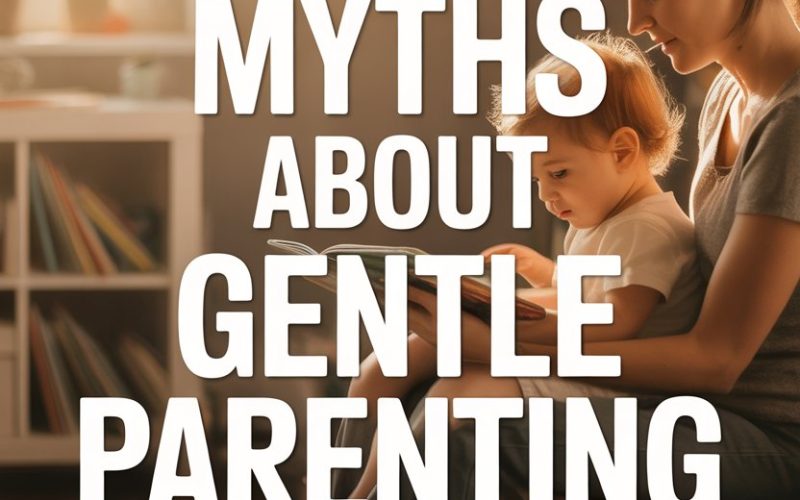 Mother and toddler read gently in cozy home, debunking myths about gentle parenting.