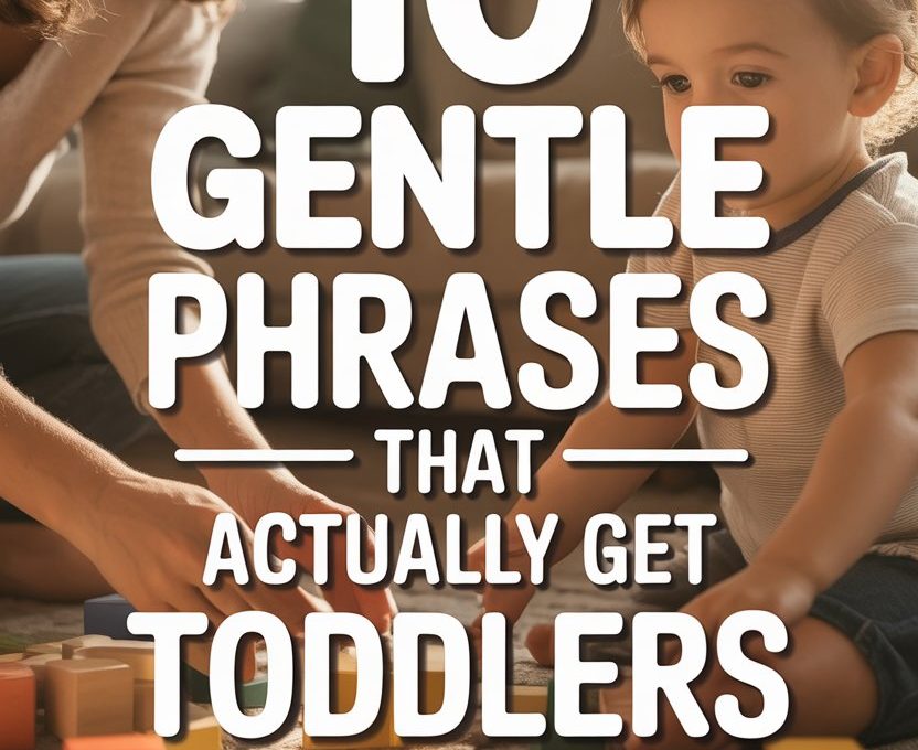 Caring woman engaging with curious toddler using gentle communication and playful learning with colorful blocks.