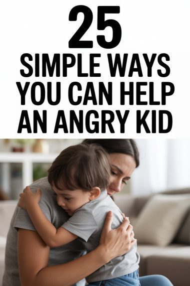 Parent comforting a child to calm an angry or upset kid with love and understanding.