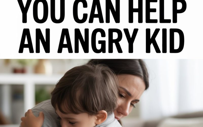 Parent comforting a child to calm an angry or upset kid with love and understanding.