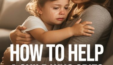Parent comforting a crying child with compassion and gentle support.