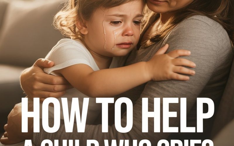 Parent comforting a crying child with compassion and gentle support.