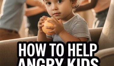 Young boy with a ball showing emotional regulation challenges in a playful, cozy children’s room.