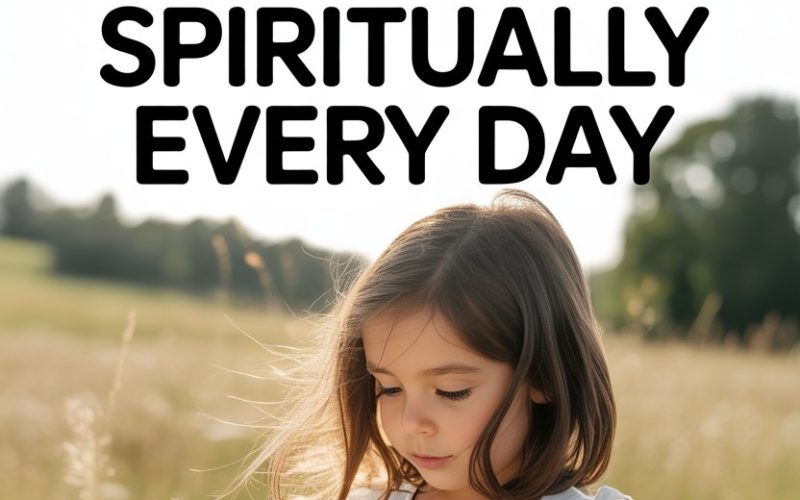 Young girl reading a book outdoors, promoting daily spiritual growth and mindfulness for kids.