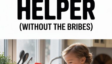 Cheerful girl helping with chores in modern bright kitchen without bribery.