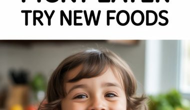 Cheerful girl trying colorful vegetable skewer in a cozy kitchen environment.