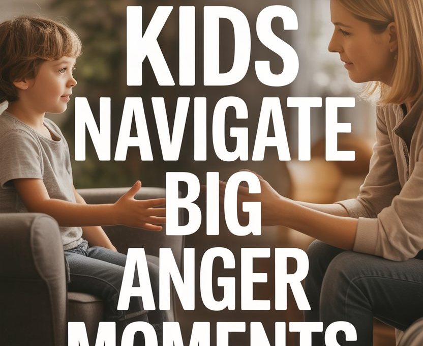 Parent and child engaging in a calm conversation about managing big anger moments.
