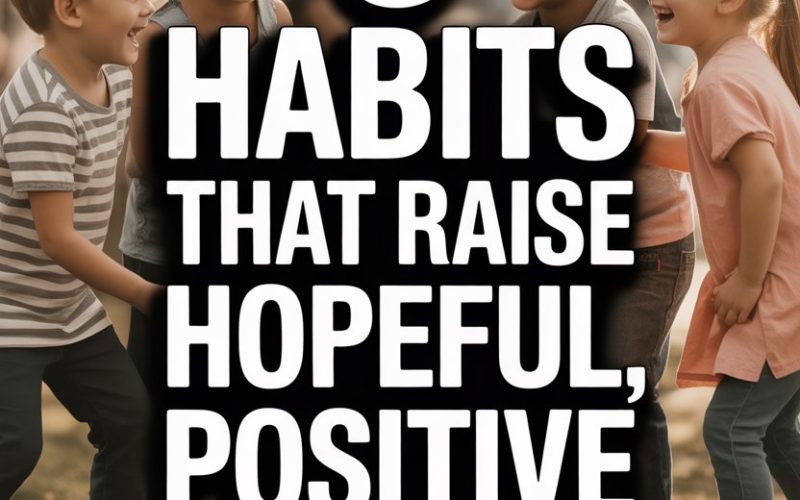 Children playing outdoors, smiling, representing habits that raise hopeful, positive, and resilient kids.