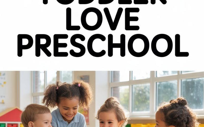 Toddler fun building blocks in a cheerful preschool classroom.