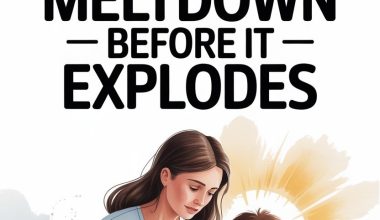 Parent calming a upset child with empathy before a meltdown.