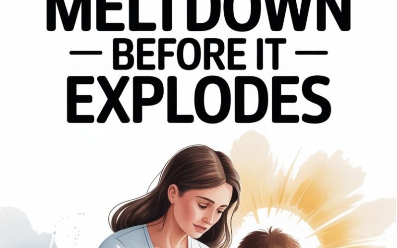 Parent calming a upset child with empathy before a meltdown.
