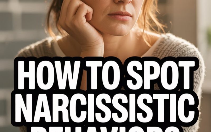 Young woman contemplating narcissistic behaviors in family dynamics, with thoughtful expression and informative overlay.