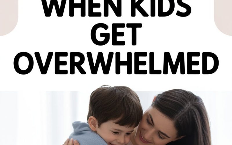 Mother comforting child with hugs, promoting emotional support and calming overwhelmed kids.