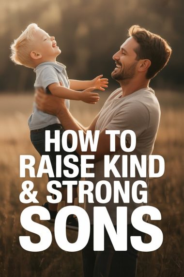 Happy father lifting son outdoors, promoting kindness, strength, and joyful family bonding.