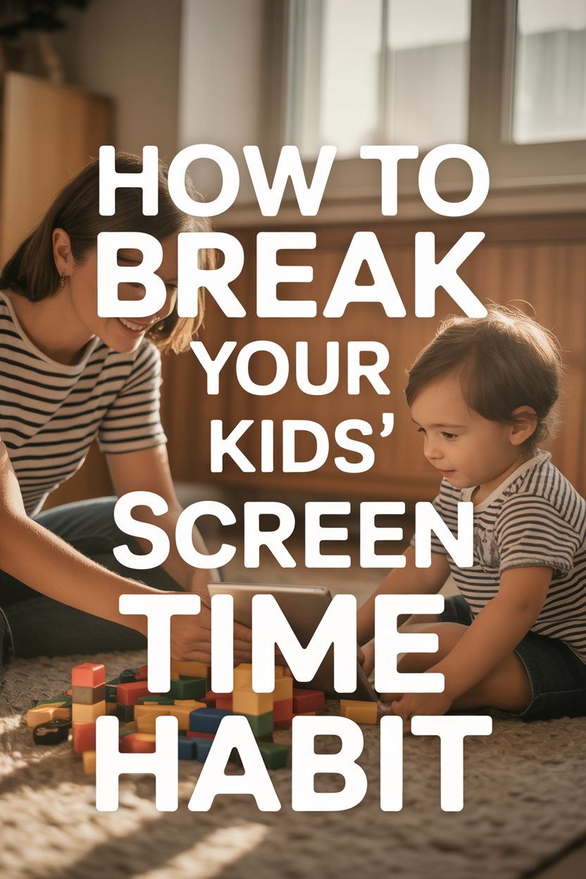 Kids engaging in screen time and play activities in a colorful playroom.
