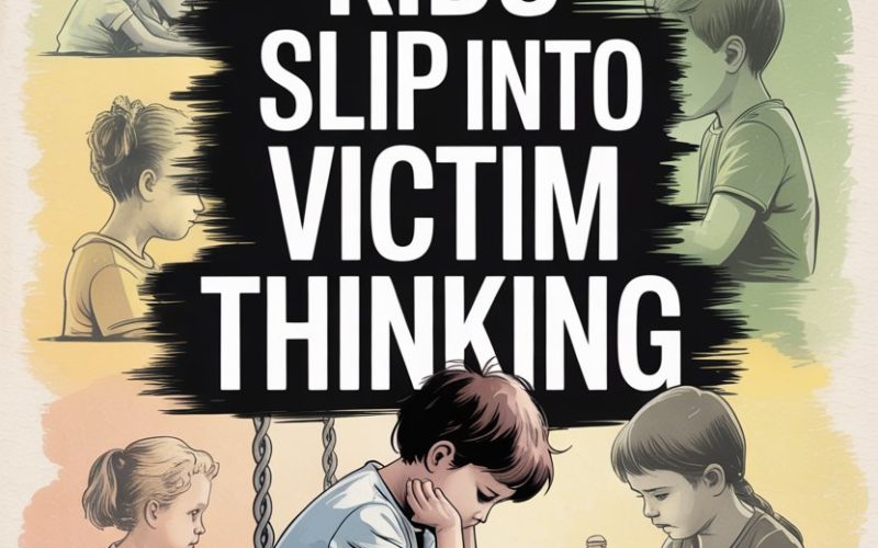 Children experiencing emotional vulnerability and victim mindset signs in this reflective illustration.