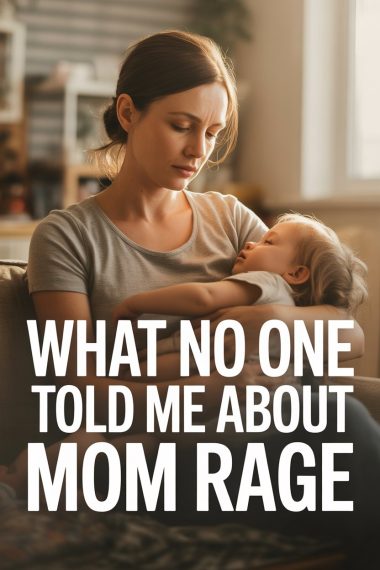Mother holding child, showing emotional distress and hidden struggles with maternal anger.