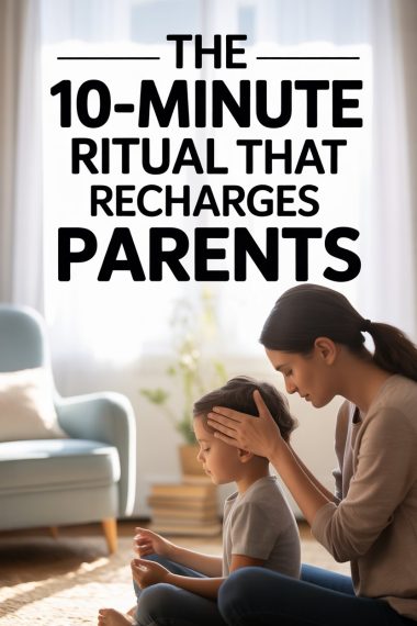 Mother and son practicing a calming mindful moment in a cozy, peaceful home.