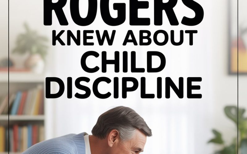 Mister Rogers calmly teaches trust and discipline to a child in a comforting scene.