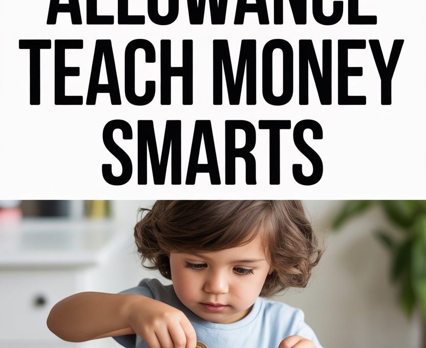 Child learning money management by saving coins in jars and using a piggy bank.