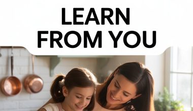 Mother and daughter baking together, teaching positive habits and bonding in a cozy, inviting kitchen.