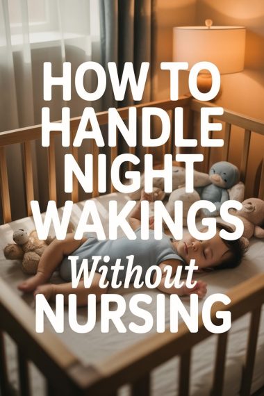 Peaceful sleeping child in crib with toys, showcasing tips for handling night wakings without nursing.