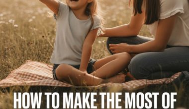 Mother and daughter enjoying outdoor picnic and butterfly watching in a sunny, natural setting.