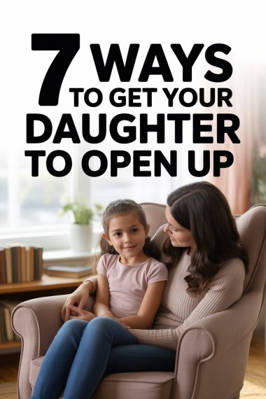 Mother and daughter sharing a loving moment in a cozy, family-friendly room.