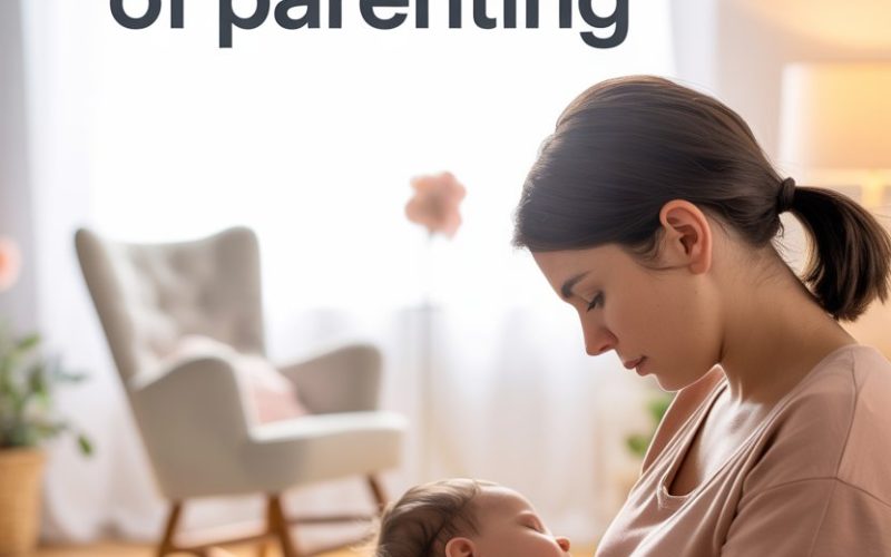 Mother comforting her sleeping baby, exploring ways to cope with parenting loneliness.