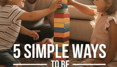 Joyful children and parent playing with colorful blocks indoors for bonding and fun activities.