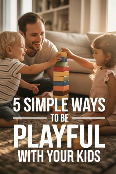 Joyful children and parent playing with colorful blocks indoors for bonding and fun activities.