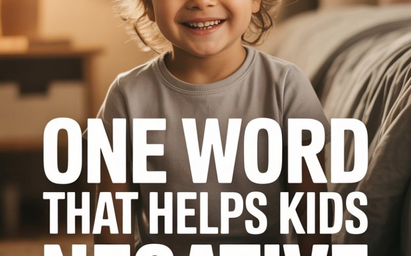 Happy child with positive self-talk message promoting confidence and mental well-being for kids.