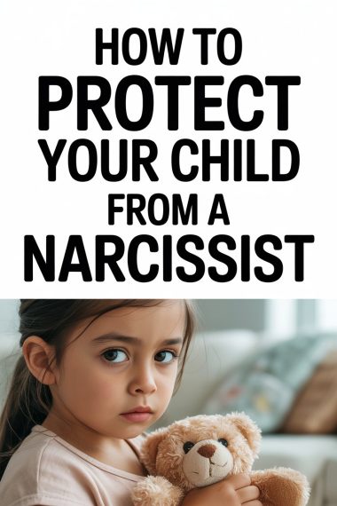 Young girl protecting her emotional health from a narcissist with cuddly teddy bear.