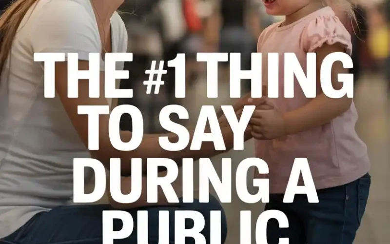 Woman comforts upset girl during public meltdown at shopping center.