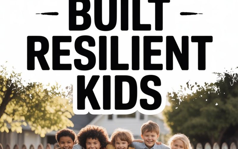 Children playing outdoors in a 90s neighborhood, showcasing resilience and nostalgic childhood memories.
