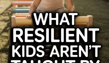 Young girl playing outdoors on colorful obstacle course to build resilience and perseverance.